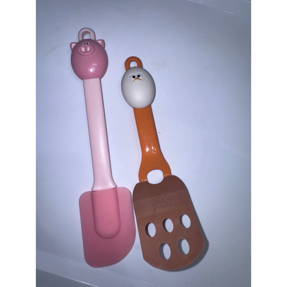 Joie MSC Kitchen Utensil Set Pig Silicone Spatula and Egg Slotted Turner 2pc